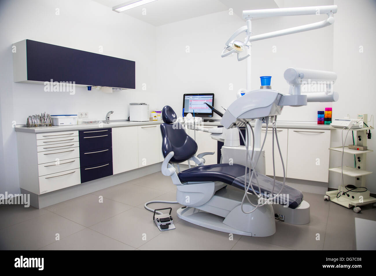 Dental practice dentistry. Treatment rooms, dental chair. Stock Photo