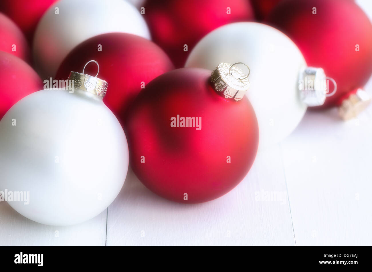 Red and White Christmas Ornaments Stock Photo Alamy