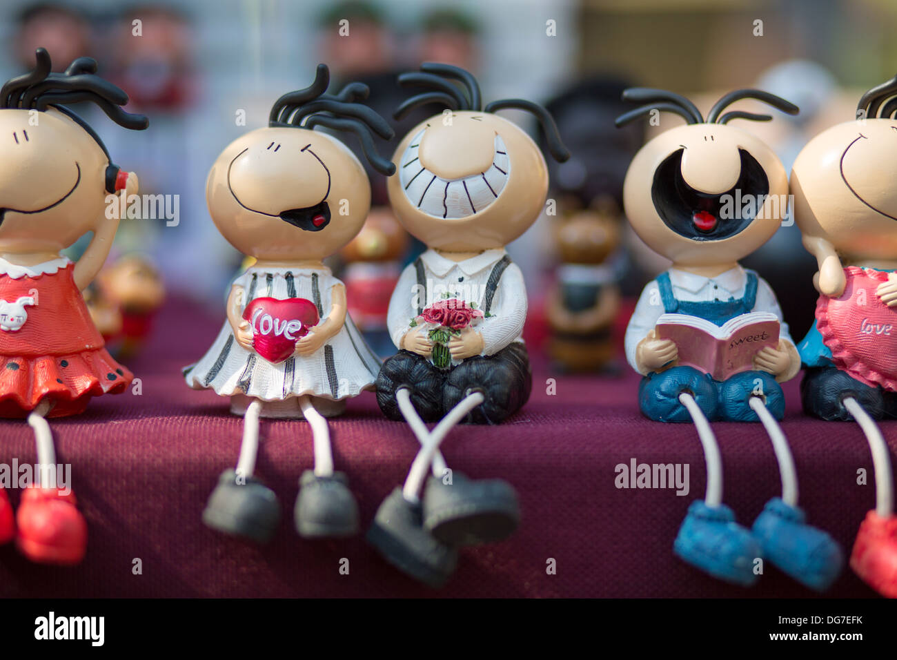 Little funny dolls in a market in Hangzhou, China 2013 Stock Photo