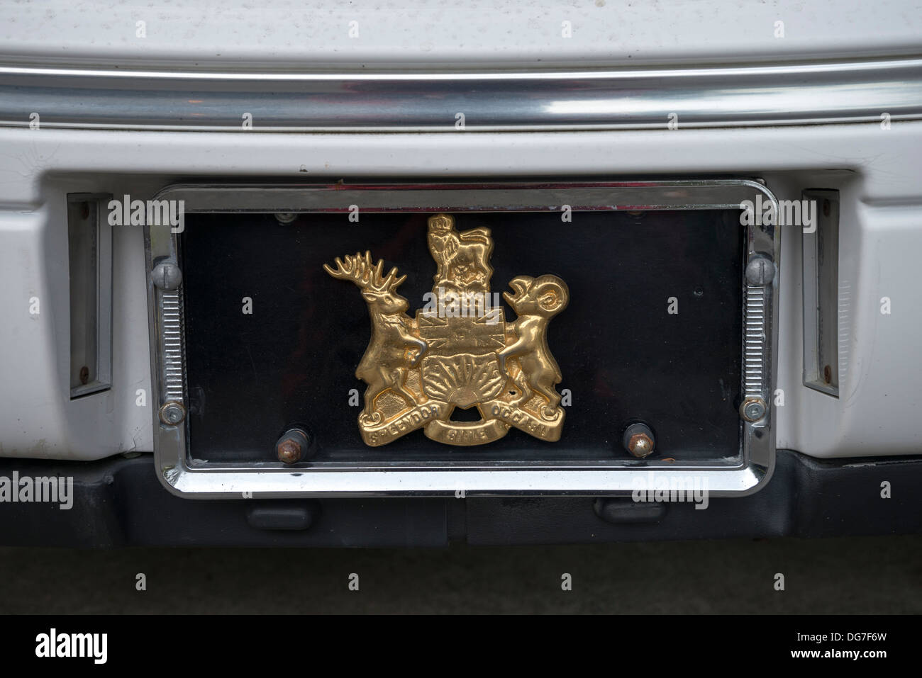 License Plate Insignia On Limousine Of Lieutenant Governor Of British Stock Photo Alamy