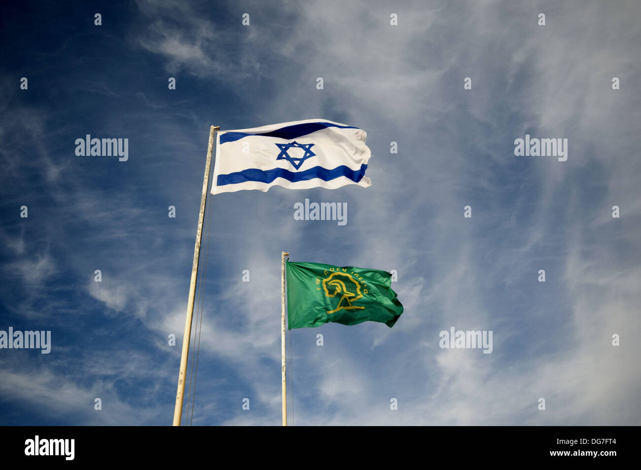 Israeli flag, Negev, Israel Stock Photo