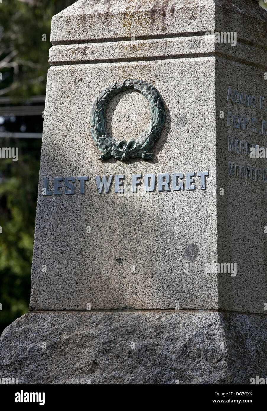 Lest we Forget war memorial Stock Photo