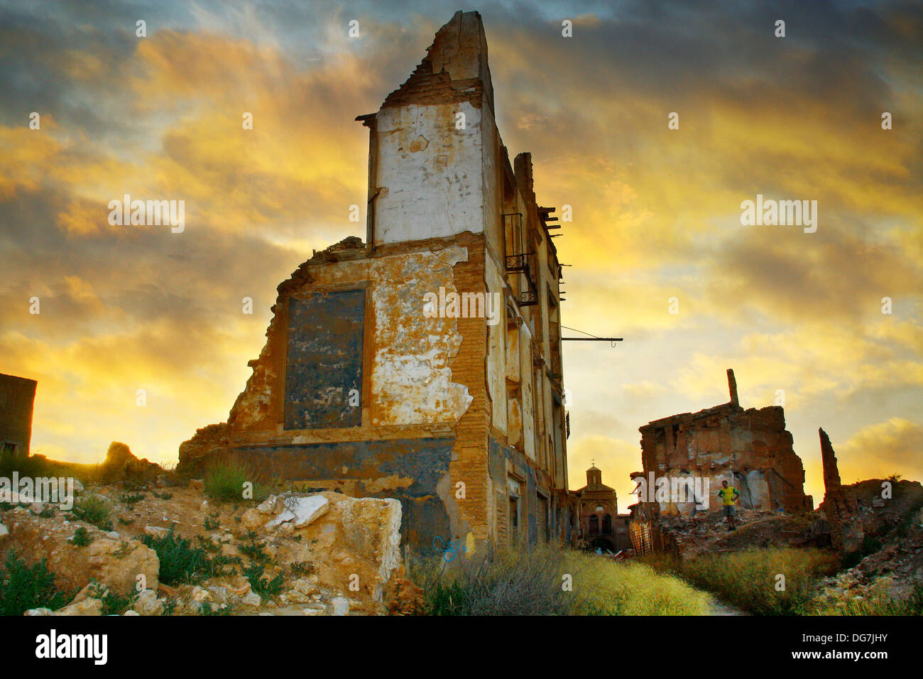 Belchite Old Town  Ruins of the Spanish Civil War 1936-1939  Zaragoza, Aragon, Spain Stock Photo