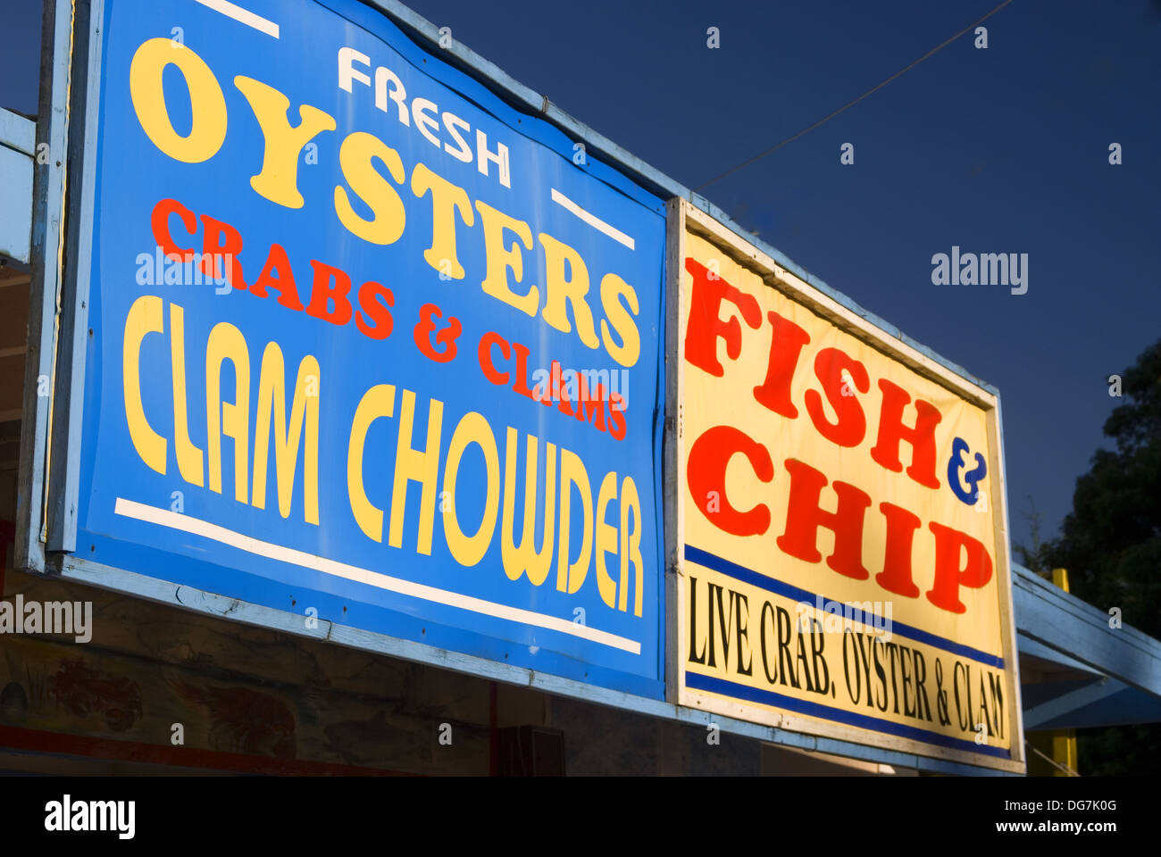 Seafood sign, Hoodsport, Washington, USA Stock Photo