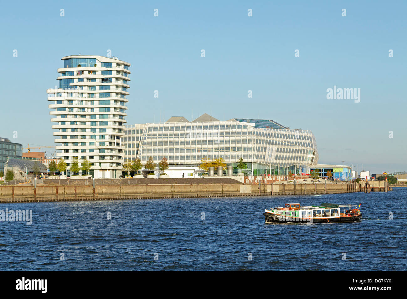 Marco Polo Tower And Unilever House Harbor City Hamburg Germany Stock