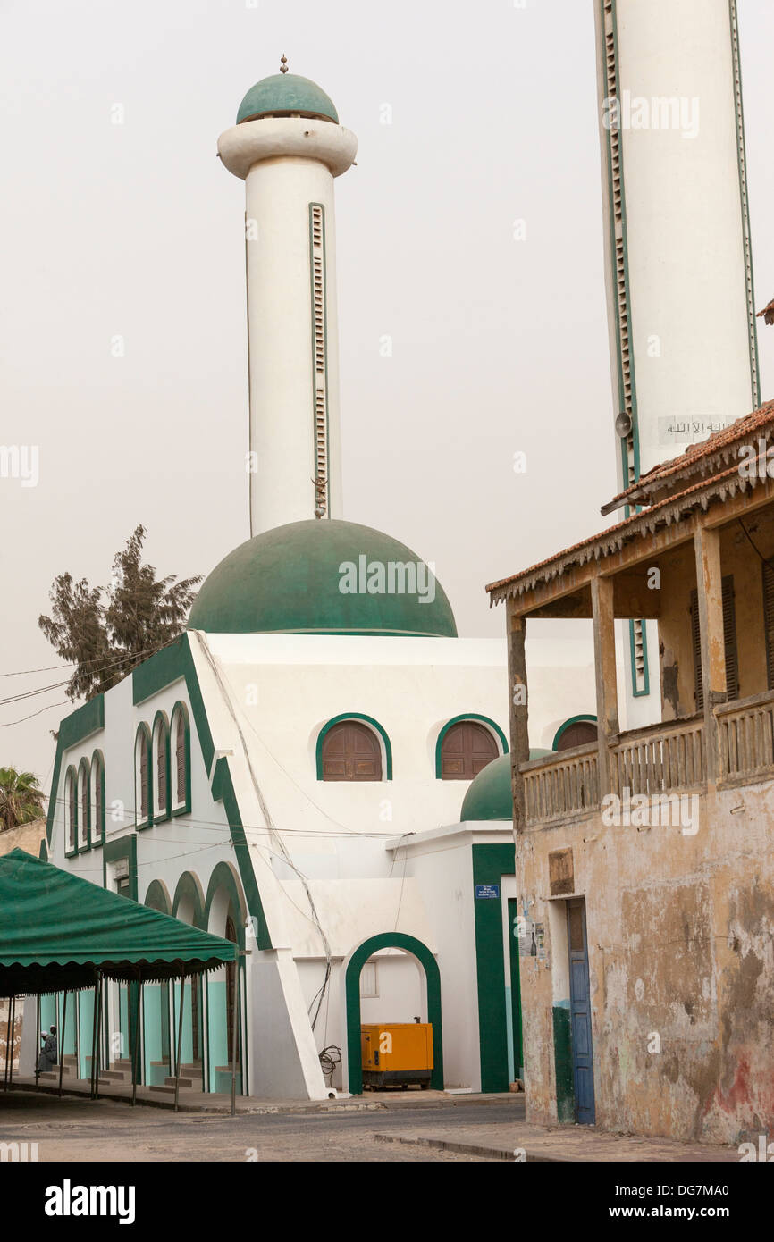 Senegal, Saint Louis. Mosque and Minaret. Stock Photo