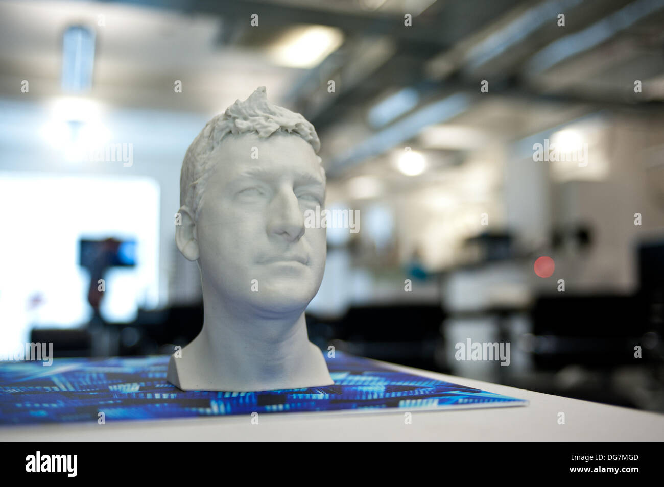 London, UK – 9 October 2013: a 3D printed head is displayed at the Inition, Everything in 3D demo studio in Shoreditch, East London. Stock Photo