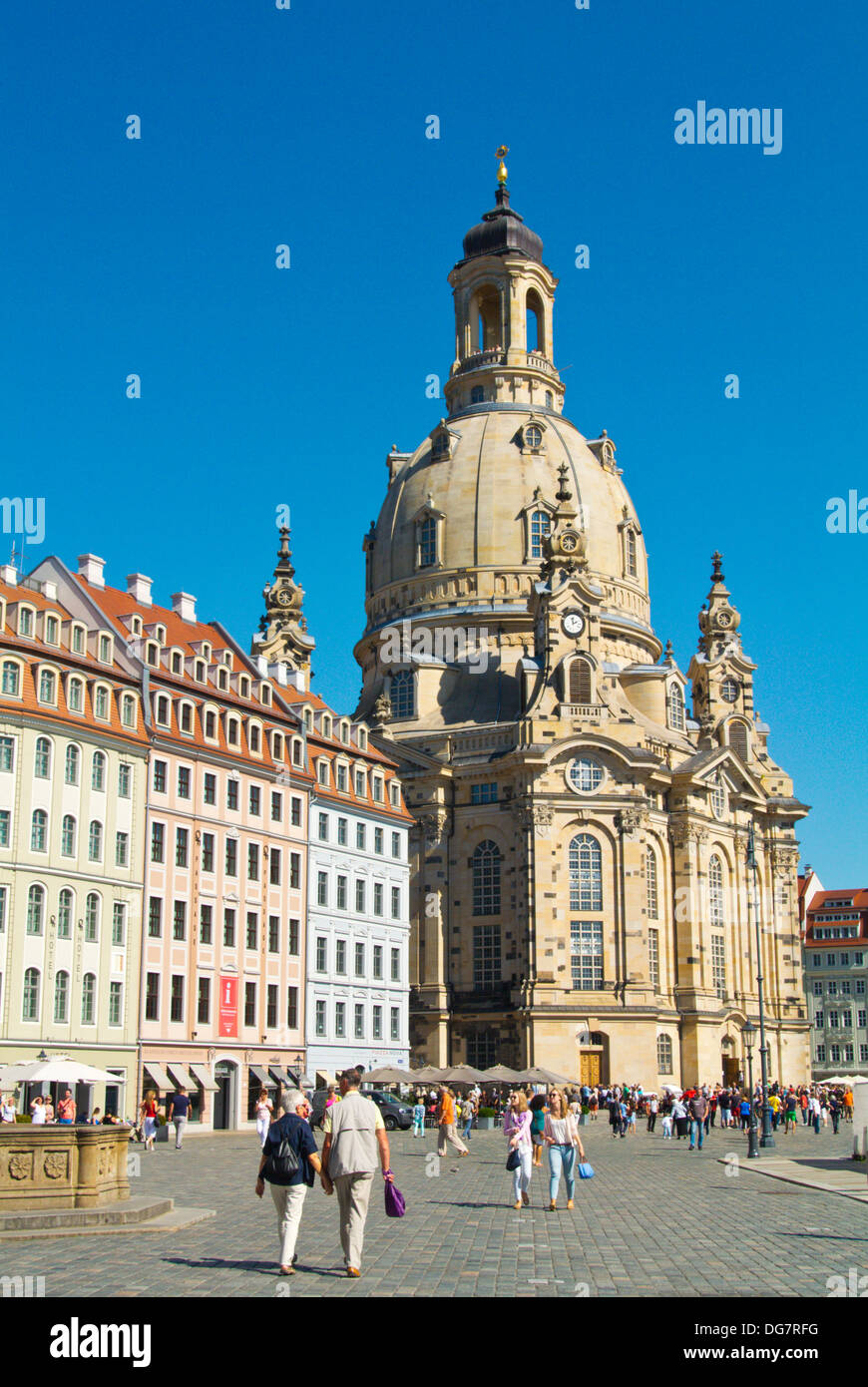 Frauenkirche church Neumarkt square Altstadt the old town Dresden city Germany central Europe Stock Photo
