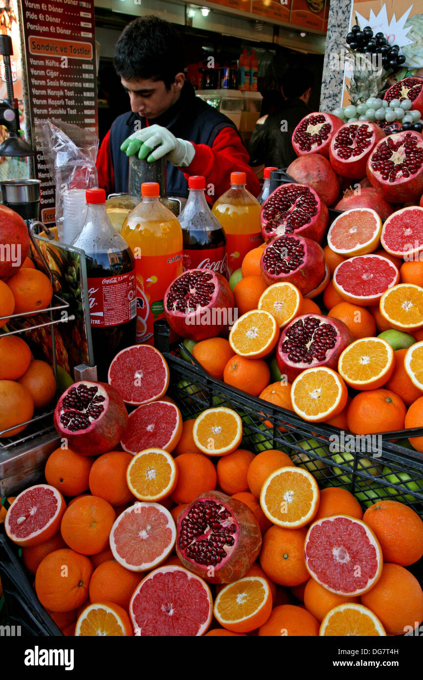 greengrocers, juices, Istanbul, Turkey Stock Photo Alamy