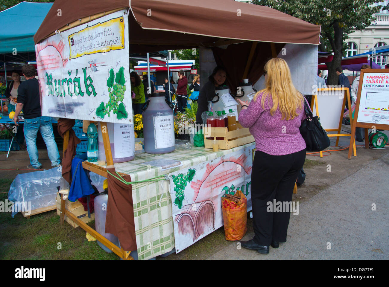 Burcak stall at wine festival Jiriho z Podebrad square Zizkov district