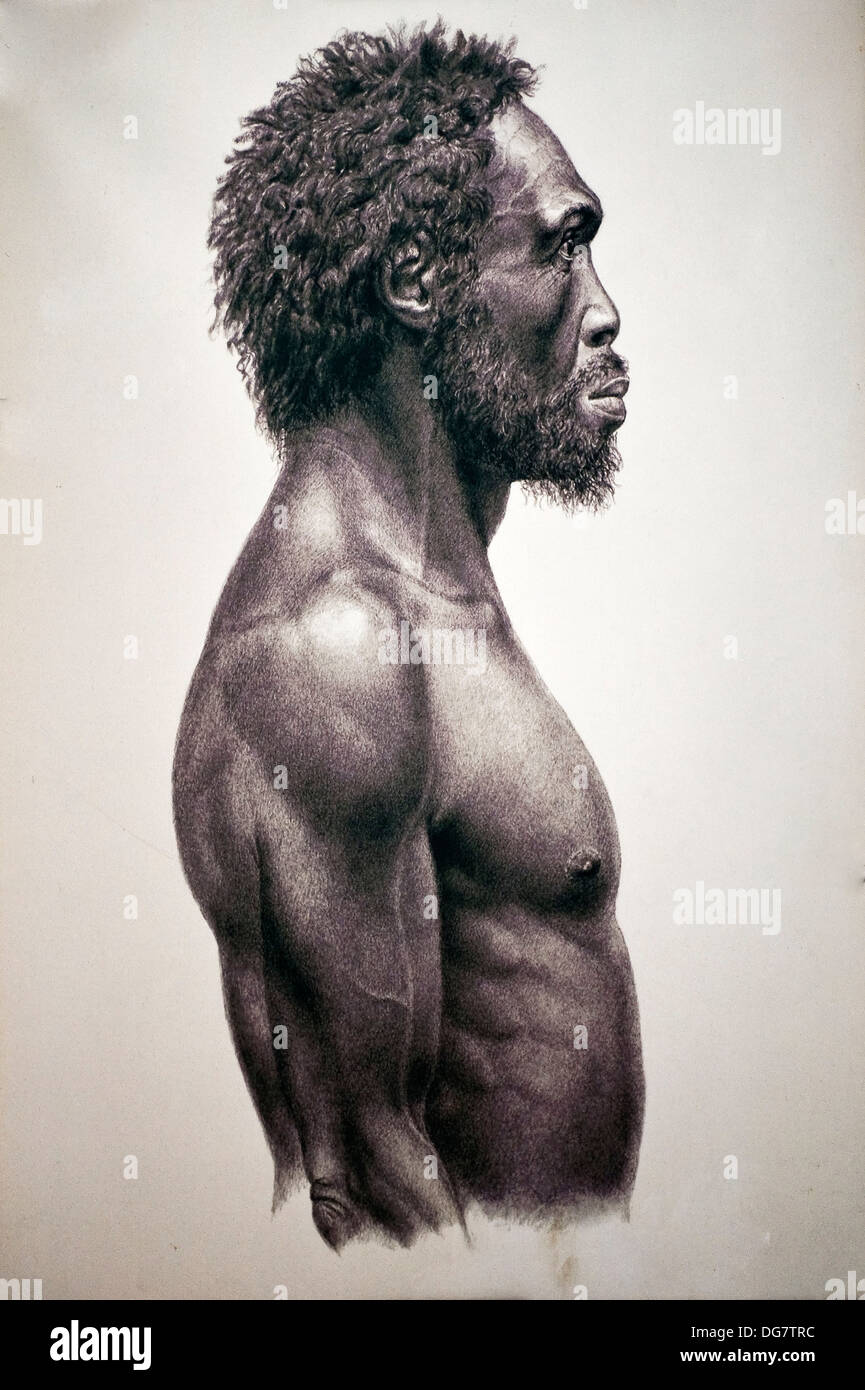 Homo sapiens idaltu representation, Addis Ababa National Museum, Ethiopia Stock Photo