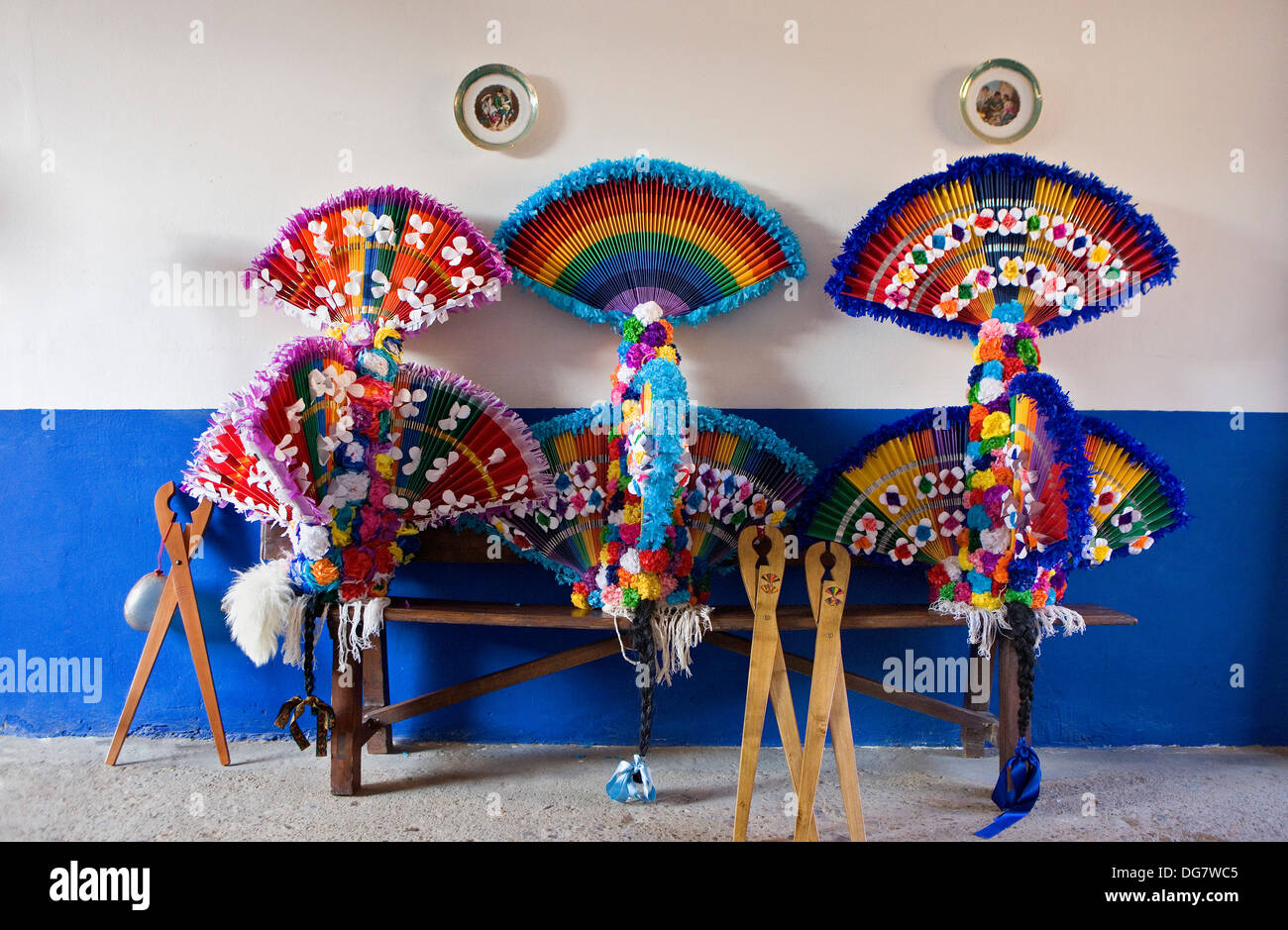 Antruejo (Carnival).Masks of guirrios. Llamas de la Ribera. LeÃ³n. Castilla y LeÃ³n. Spain Stock Photo