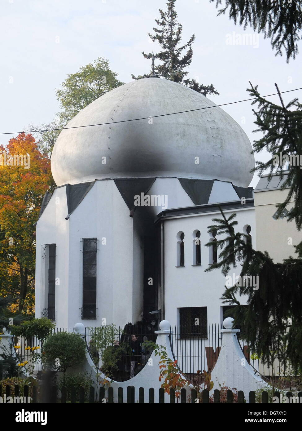 Gdansk Poland 16th, October 2013 A fire began at the mosque in Gdansk,  northern Poland, at about 4.40 am local time on Wednesday, damaging doors  and parts of the elevation. A Polish