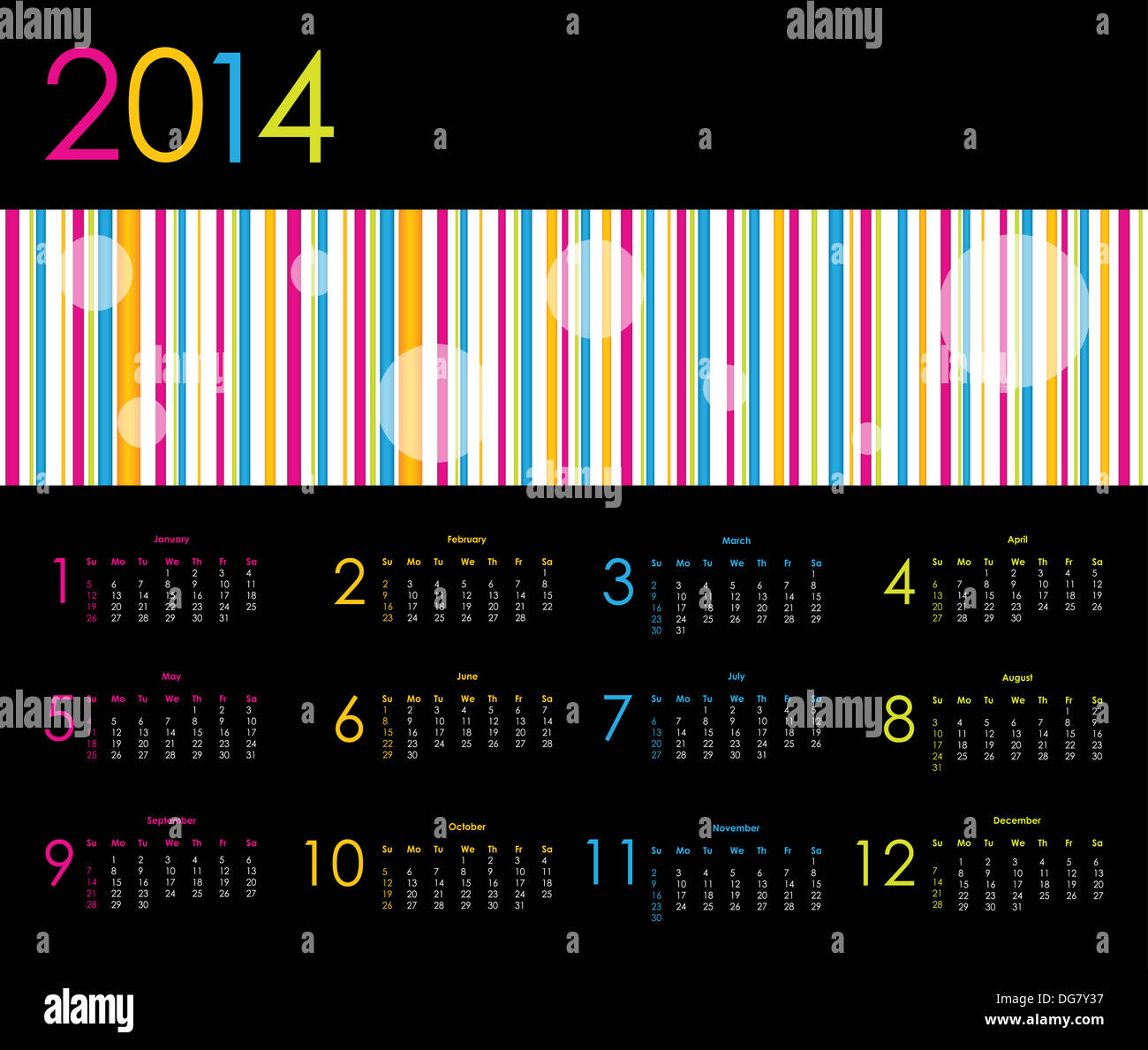 Vector Calendar For 2014 Stock Photo Alamy