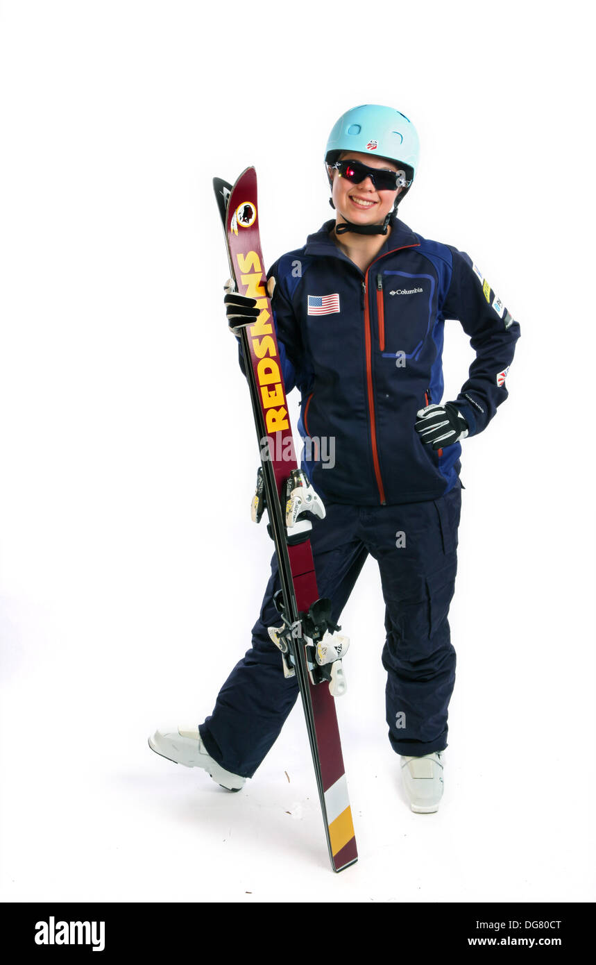 Park City, Utah, USA. 16th Oct, 2013. Ashley Caldwell, 20 from Ashburn, Virginia - Freestyle Skiing. USOC Olympic Media Summit in Park City, Utah © Erich Schlegel/ZUMAPRESS.com/Alamy Live News Stock Photo