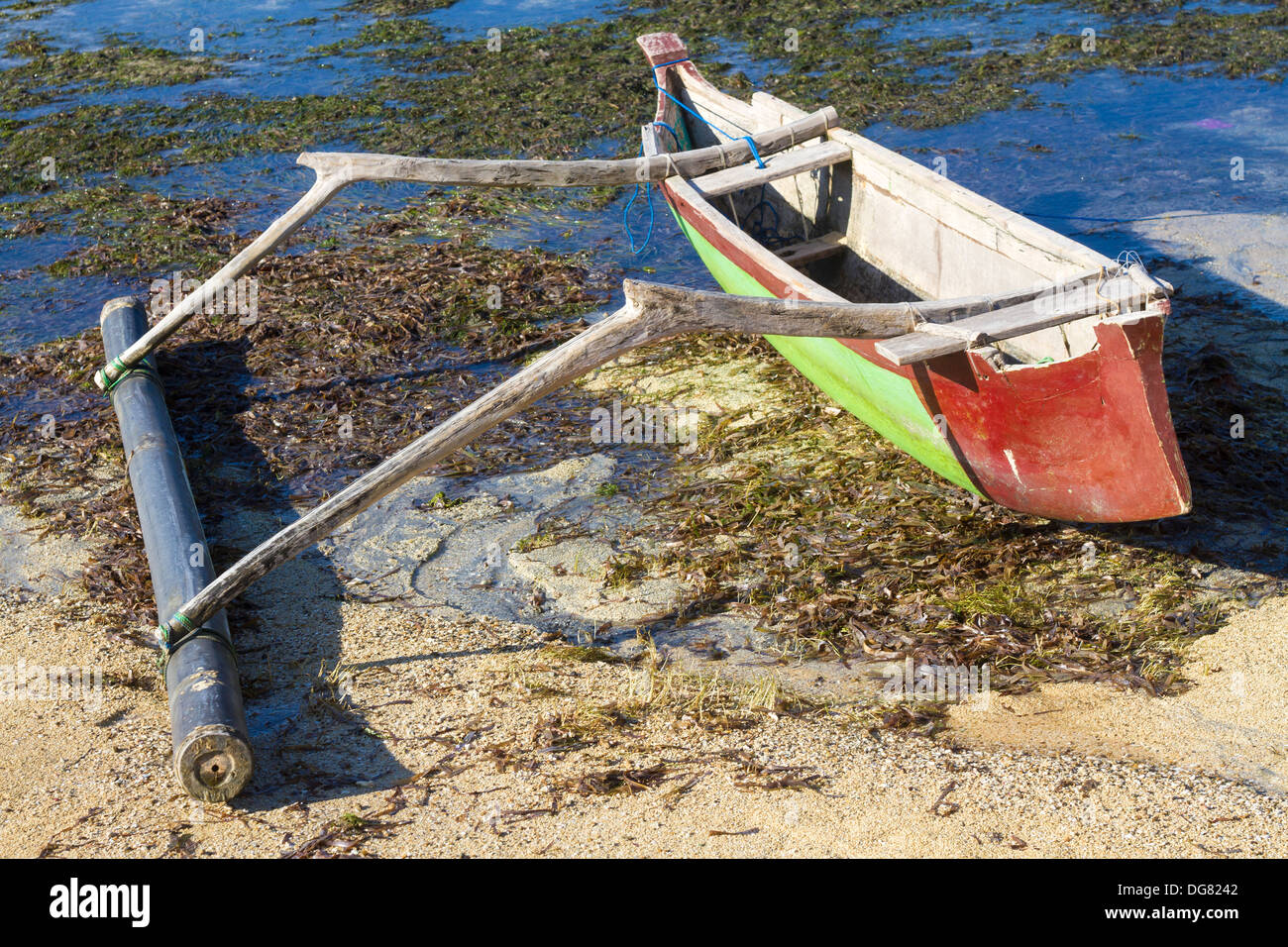 traditional boat on Lombok island coastline. Indonesia. Stock Photo