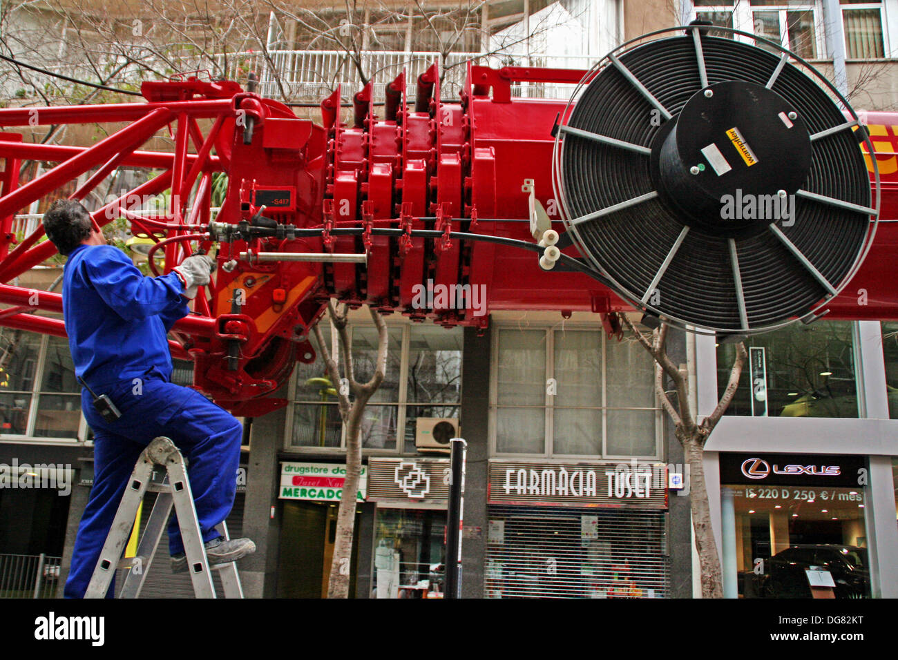 truck crane, operator, truck, crane Stock Photo Alamy