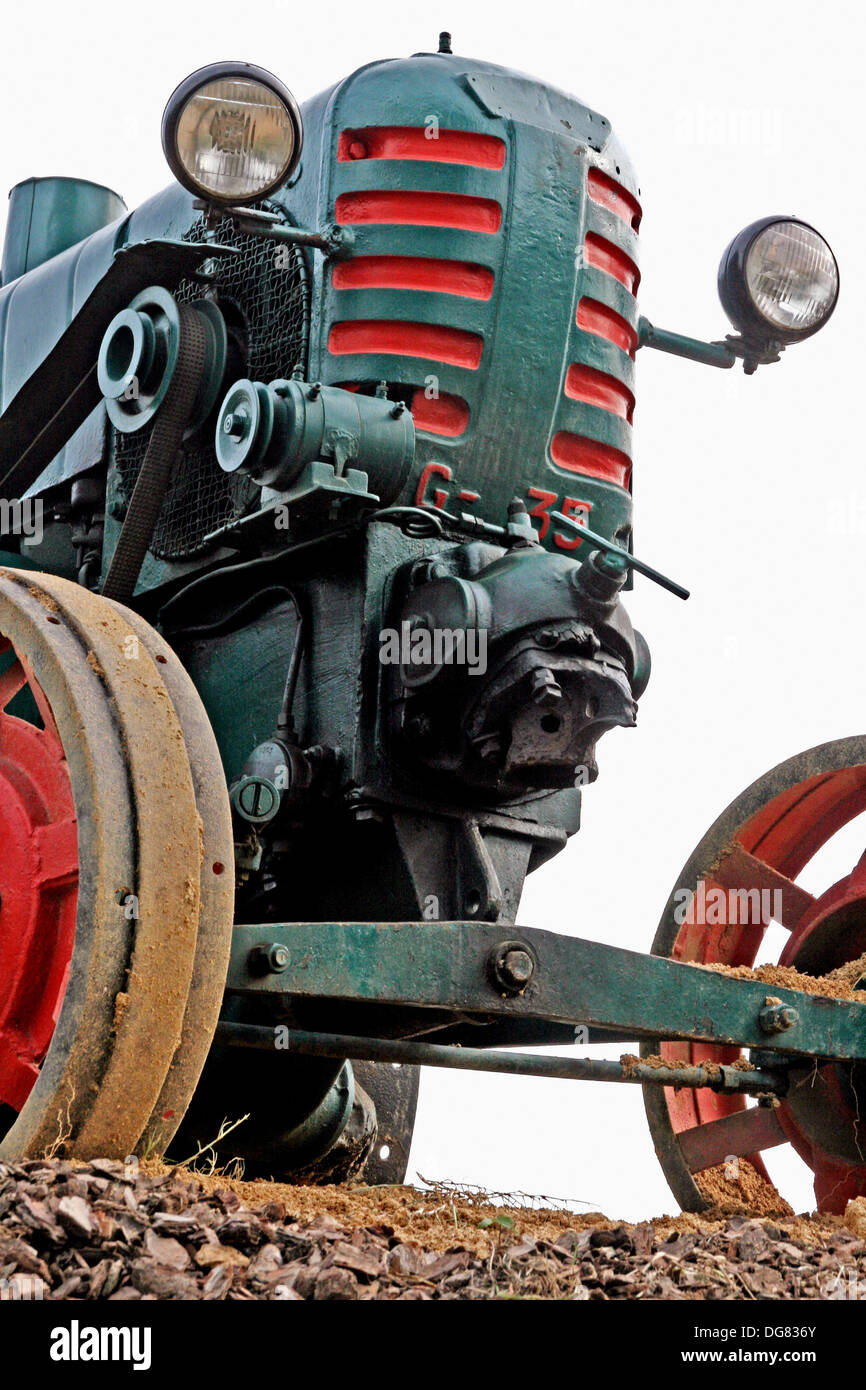 Front of an old tractor, agricultural machinery Stock Photo Alamy