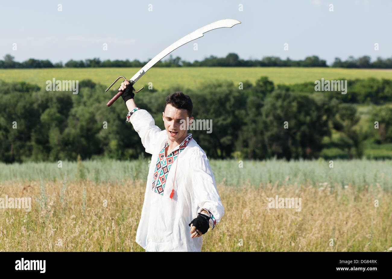 Warrior with a saber Stock Photo