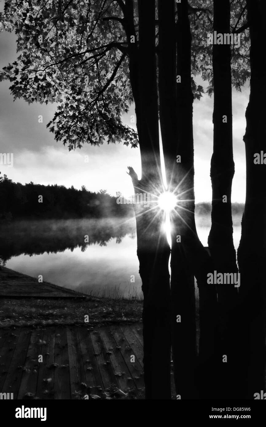 Sunrise lake scene Black and White Stock Photos & Images - Alamy