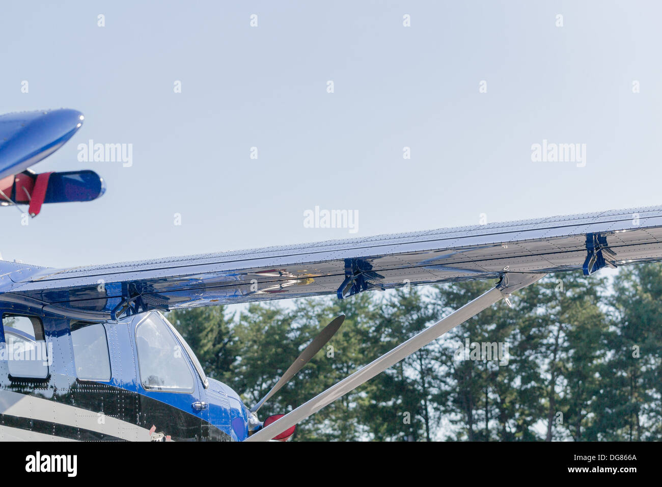 Private Plane exterior viewed from behind showing tail and wing surfaces Stock Photo