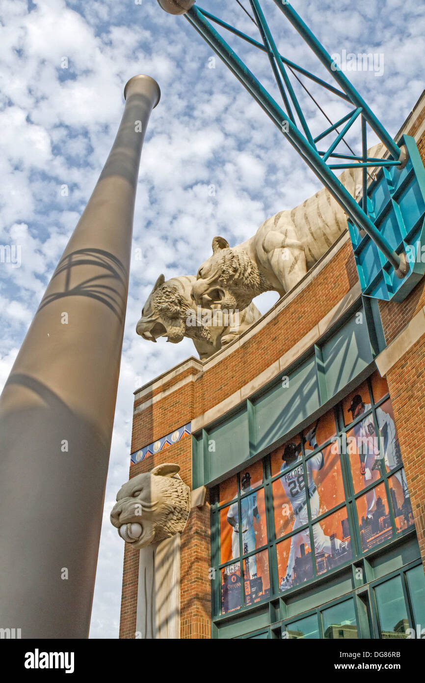 Outside of Comerica Park home of the Detroit Tigers major baseball league team. Stock Photo