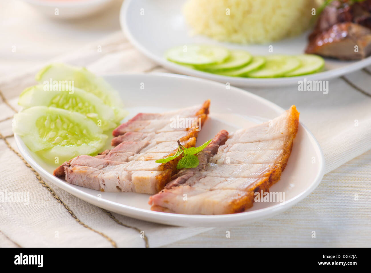 chinese roast pork belly with sauce Stock Photo Alamy