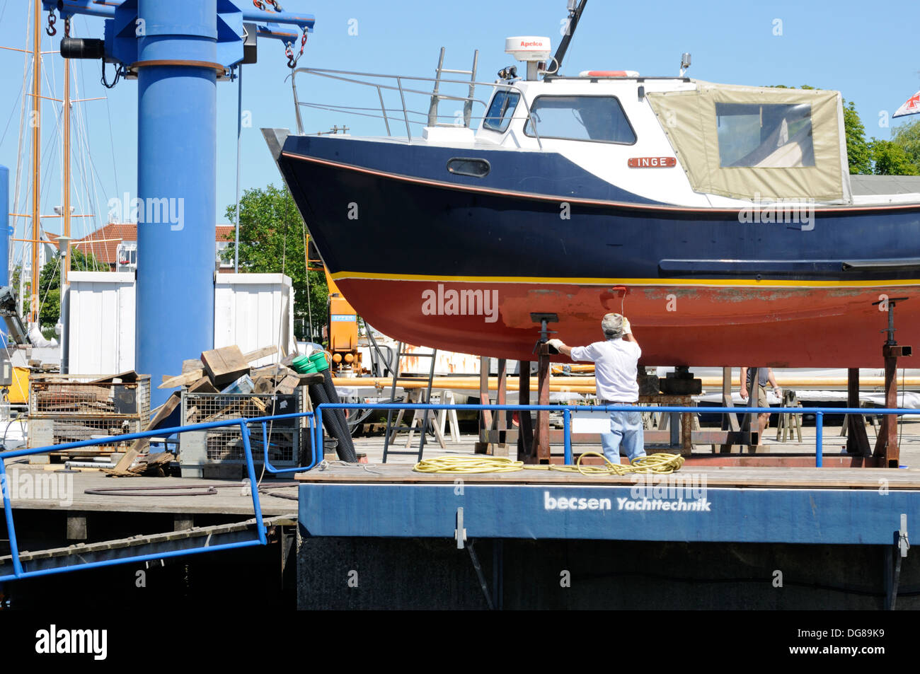 Schiffswerft in Laboe, Schleswig-Holstein, Deutschland, Europa. | Shipyard in Laboe, Schleswig-Holstein, Germany, Europe. Stock Photo