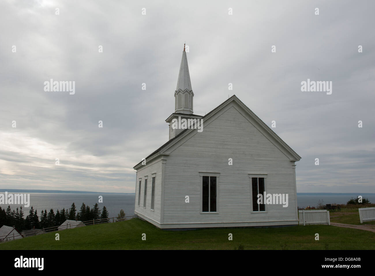 The church at the Highland Village in Iona on Cape Breton Island Stock
