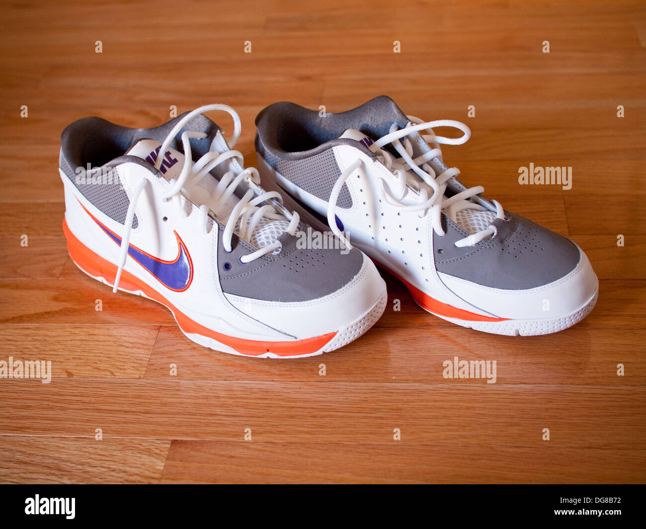 A pair of Nike Zoom Go Low Steve Nash men's basketball shoes. Stock Photo