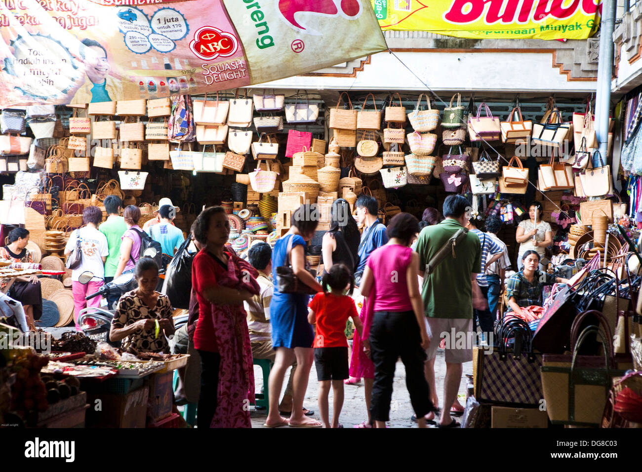 The Ubud art markets is full of local arts and crafts, Bali Stock Photo