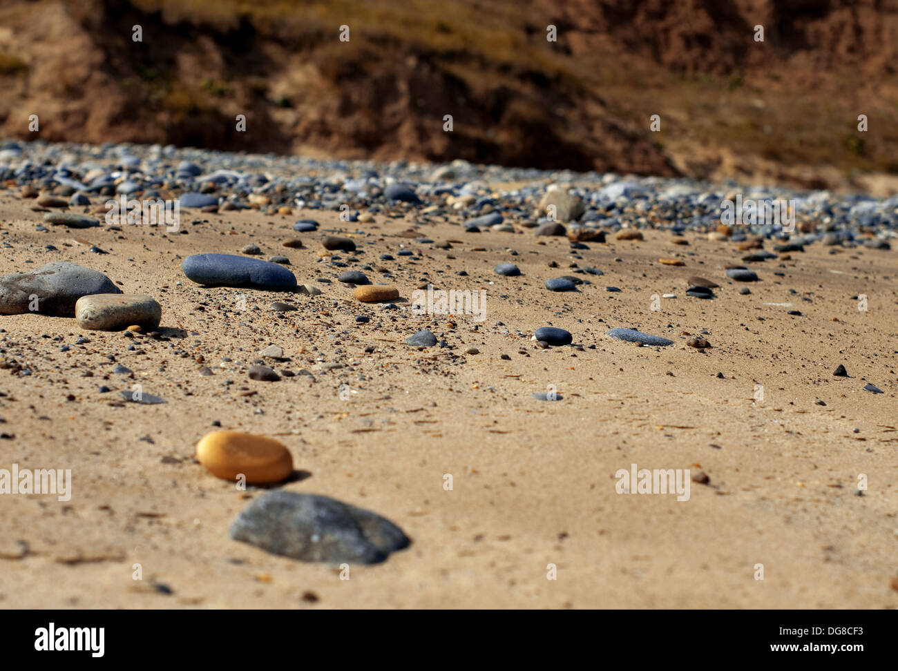 Low angled shot of Easington Beach, Holderness Coastline, East Yorkshire, England UK Stock Photo