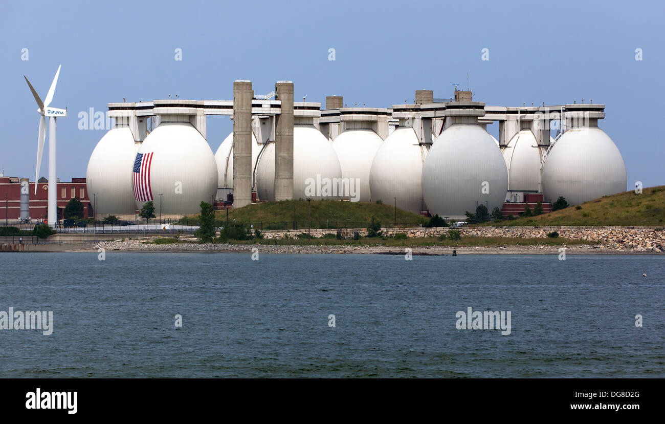 View of Deer Island Waste Water Treatment Plant Stock Photo
