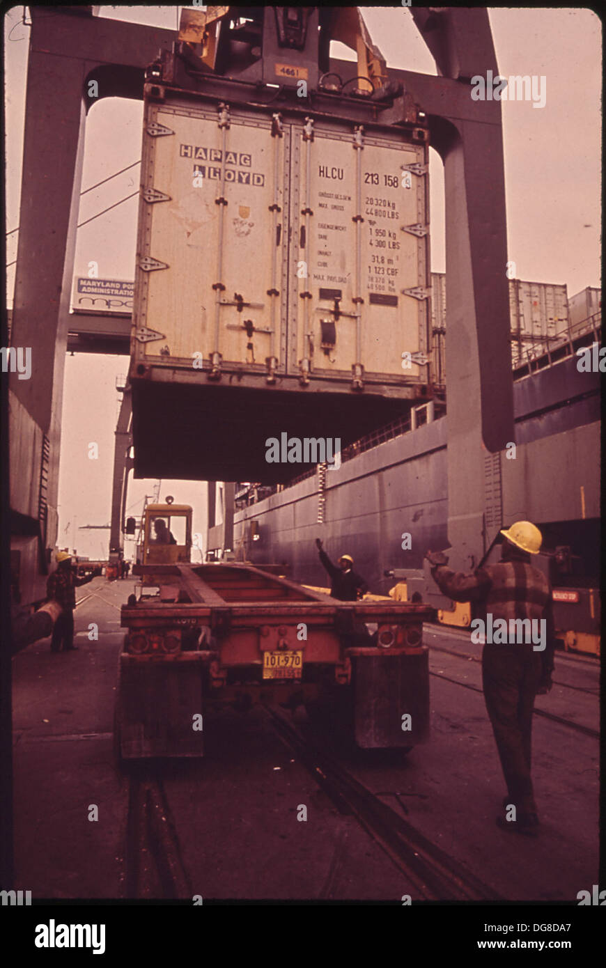 CONTAINER CARGO IS UNLOADED AT DUNDALK MARINE TERMINAL, A MARYLAND PORT