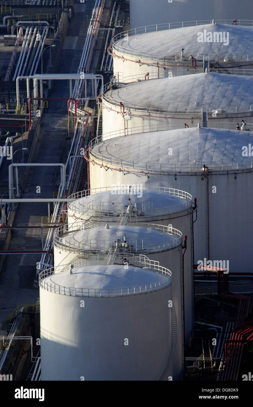 Fuel tanks at port, Barcelona. Catalonia, Spain Stock Photo Alamy