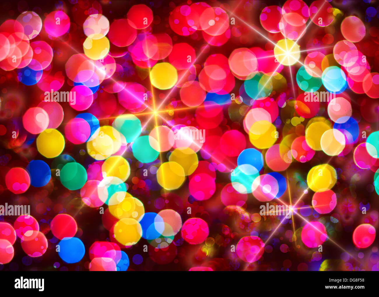 Multi-colored glowing abstract background with bokeh defocus lights and ...