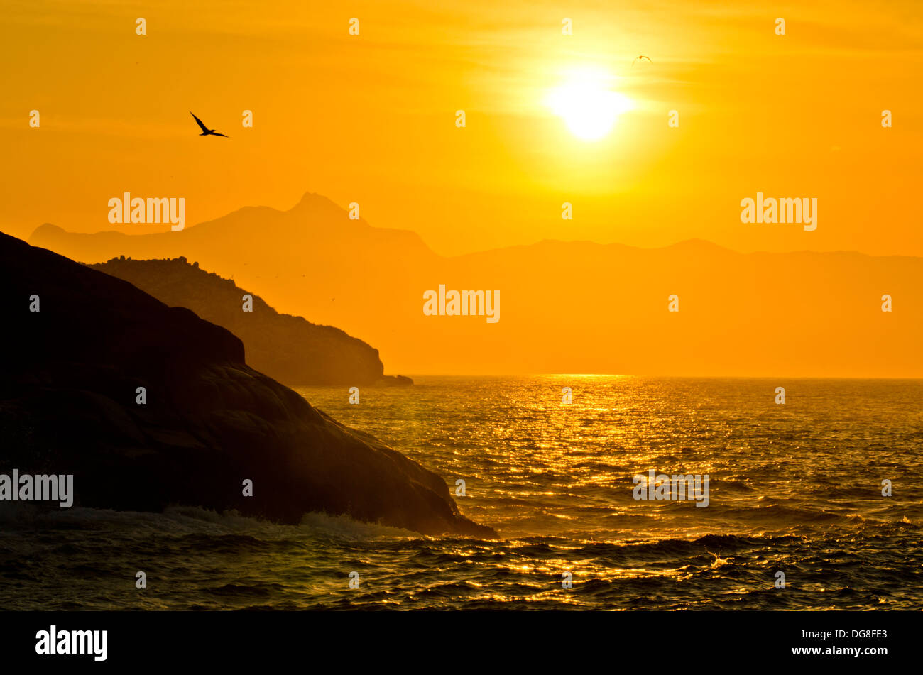 Sunset at Vitoria Island (Ilha Viória), Ilhabela, north shore of Sao Paulo state, Brazil Stock Photo