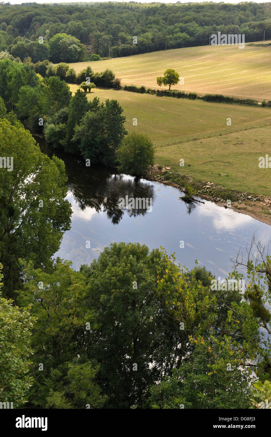 Creuse River viewed from the locality Les Roches around Le Blanc, Indre department, province of Berry, region of Centre, Stock Photo