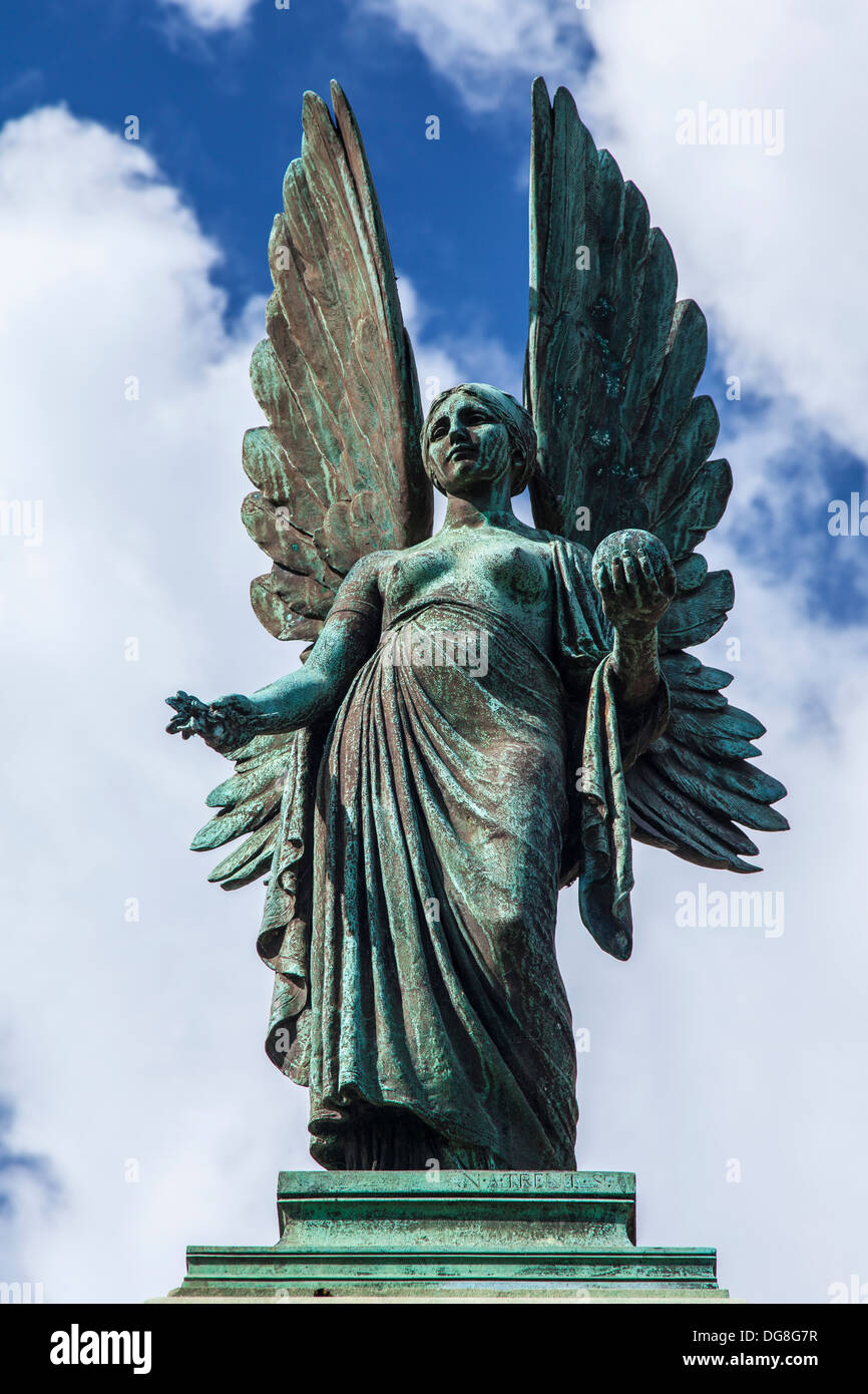 Statue of the Angel of Peace on the memorial to Edward VII, known as the Peacemaker, in the Parade Gardens, Bath, UK. Stock Photo