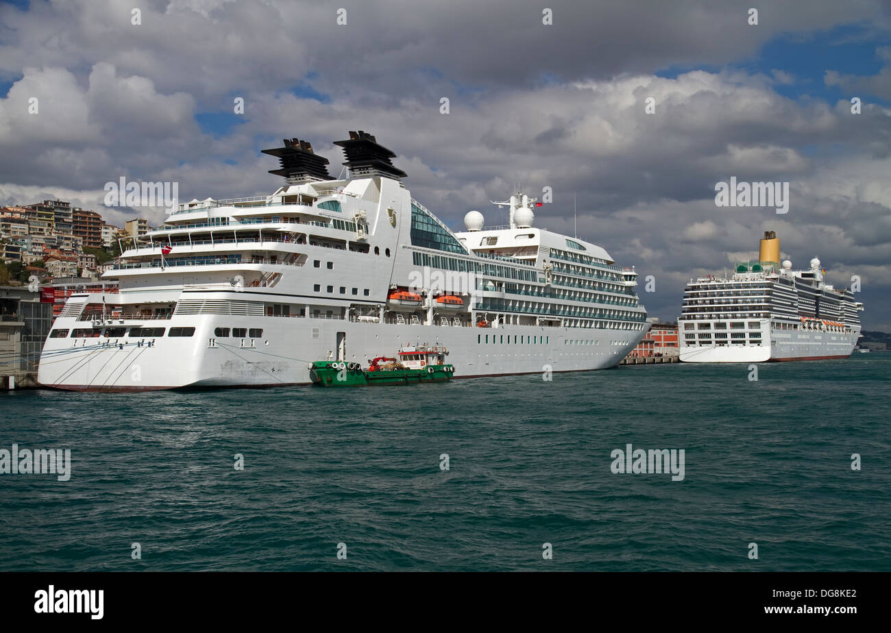 Cruise Ships in the Harbor of Istanbul Turkey Stock Photo