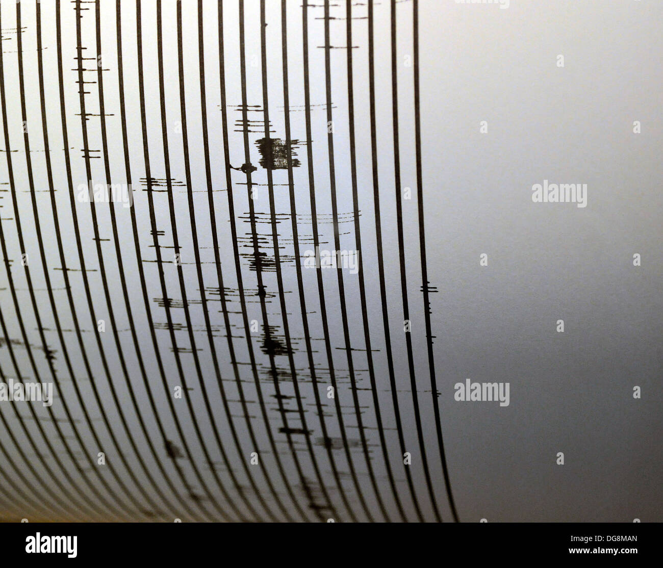 seismograph paper drum readings Stock Photo