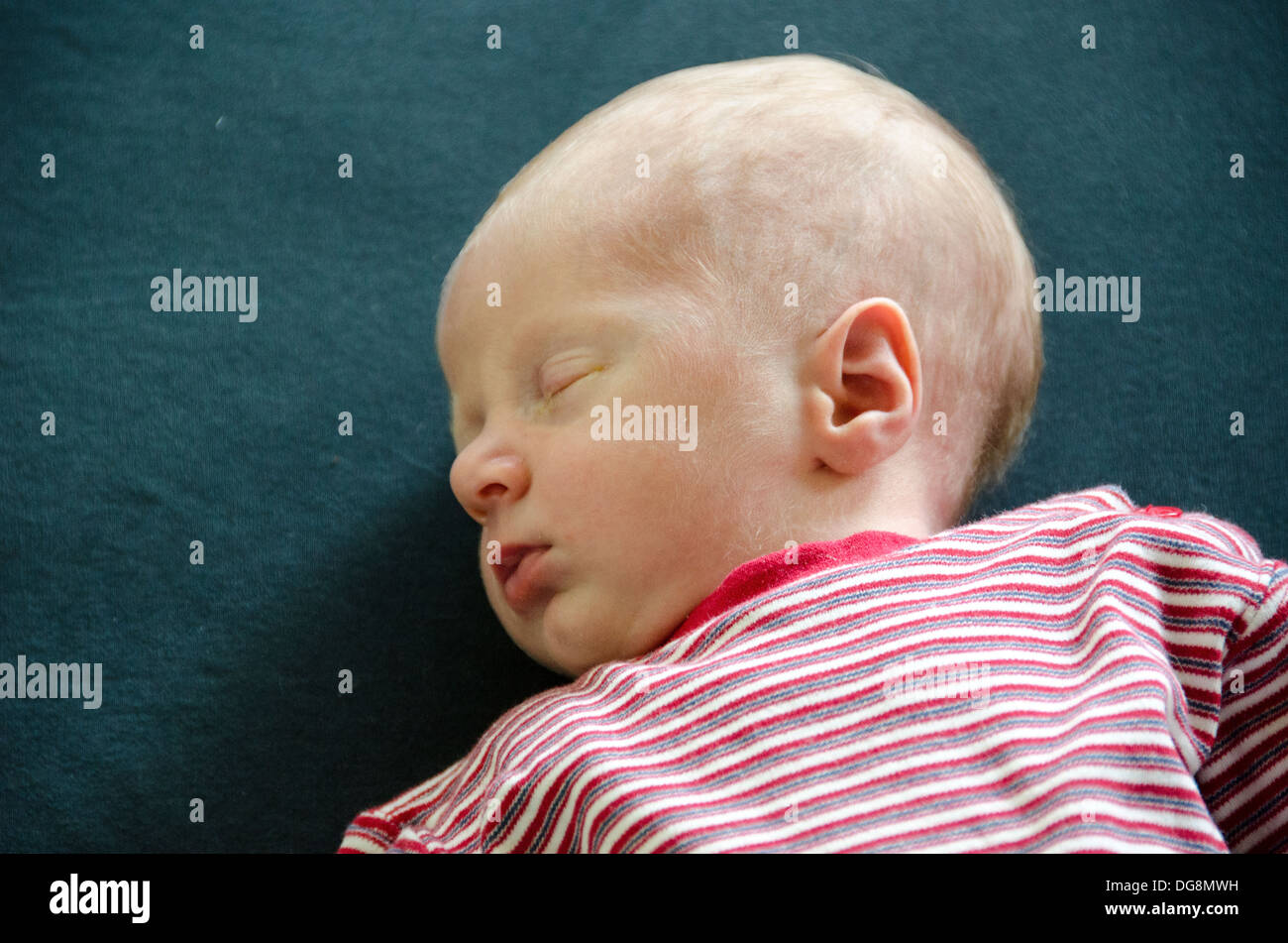 Face of a cute baby sleeping on its back and dreaming Stock Photo Alamy