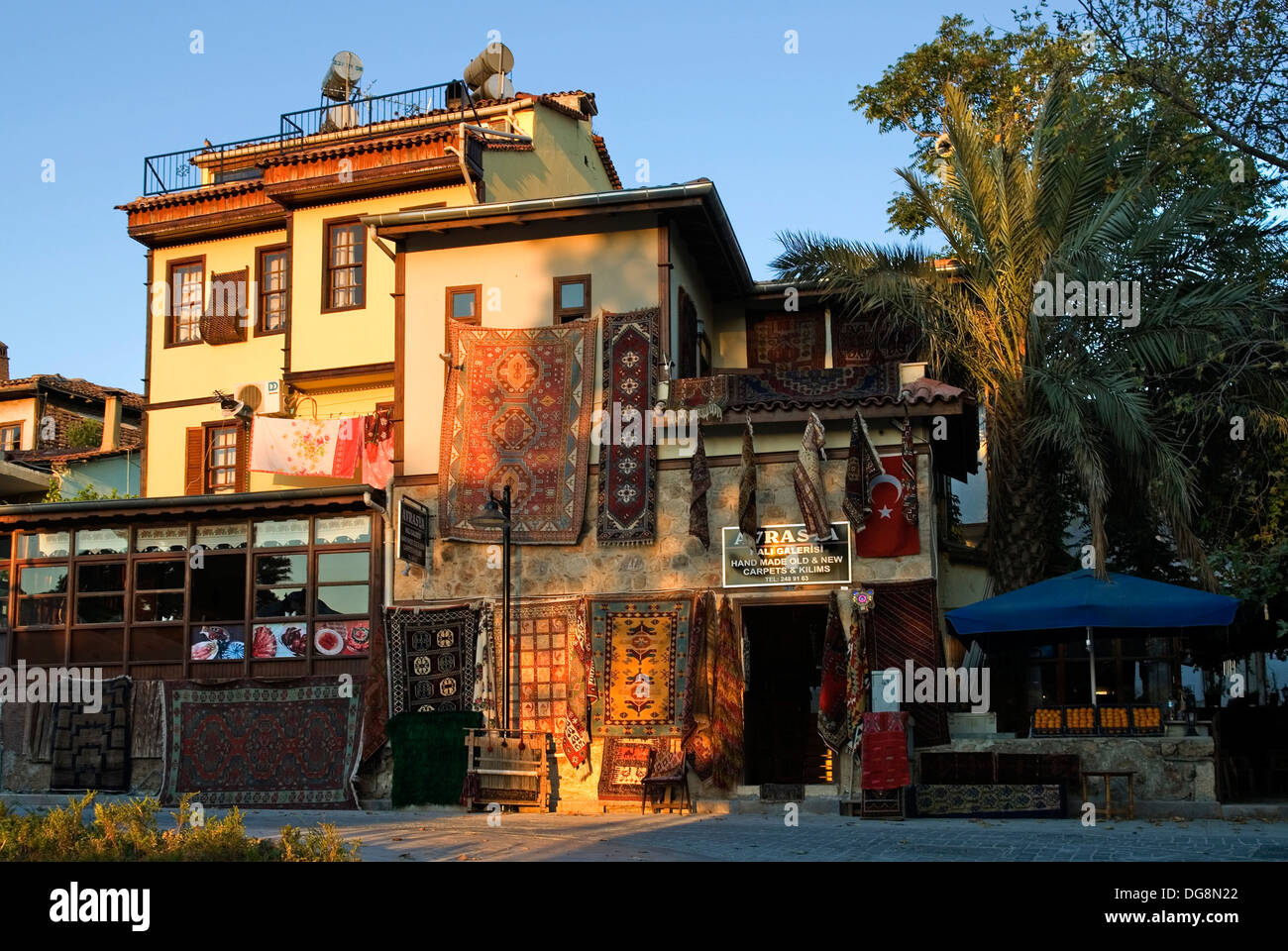 carpet shop, Kaleici, the old city center, Antalya, Turkey, Eurasia Stock Photo