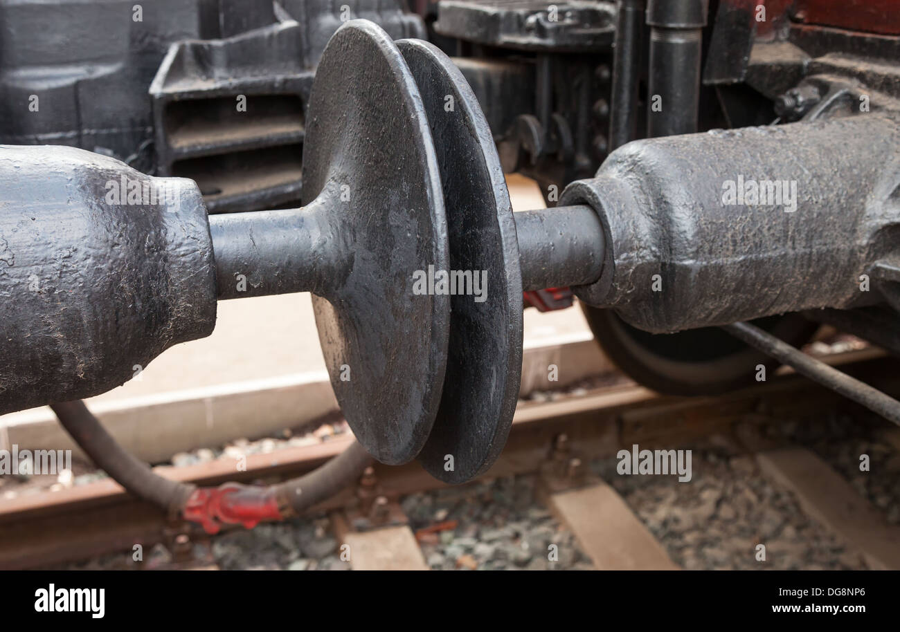 Close up of a Train car coupler joint Stock Photo Alamy