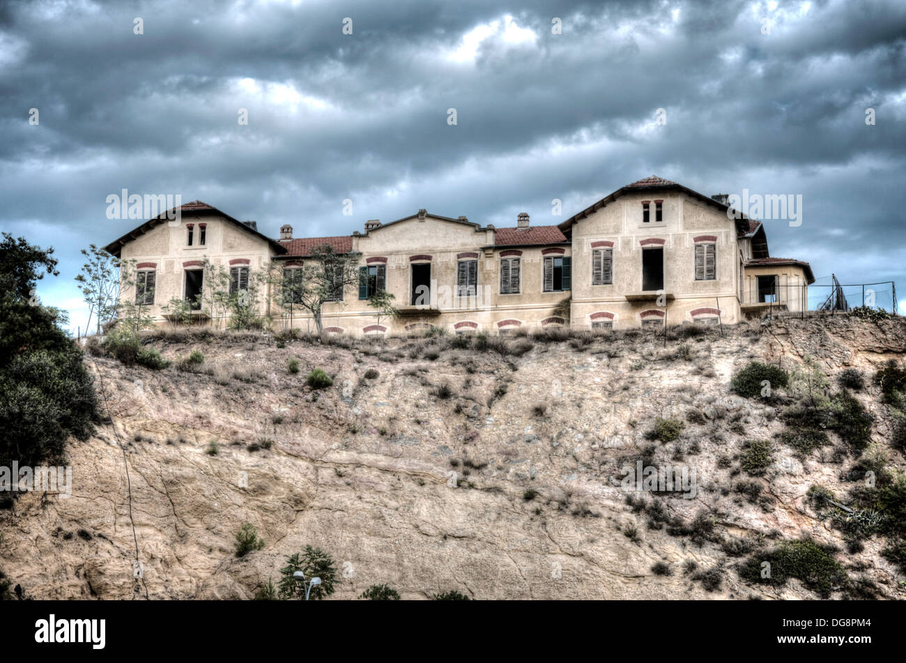 Old and abandoned house on the hill in hdr Stock Photo