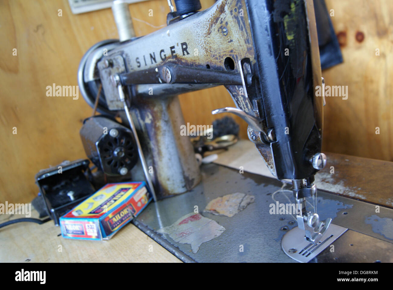 Sewing machine at a tailor's shop in Addis Ababa, Ethiopia Stock Photo