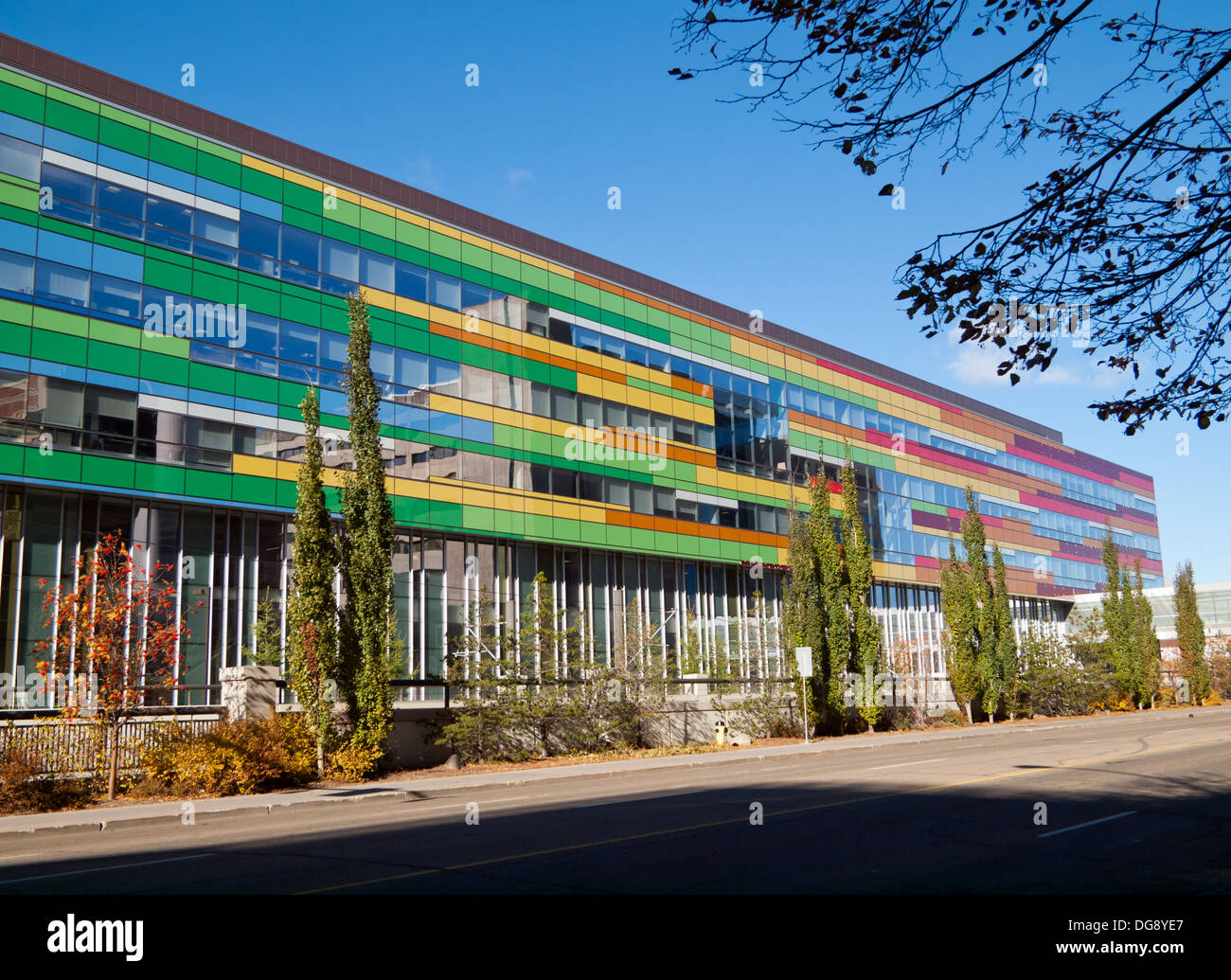 The colorful Edmonton Clinic Health Academy on the campus of the