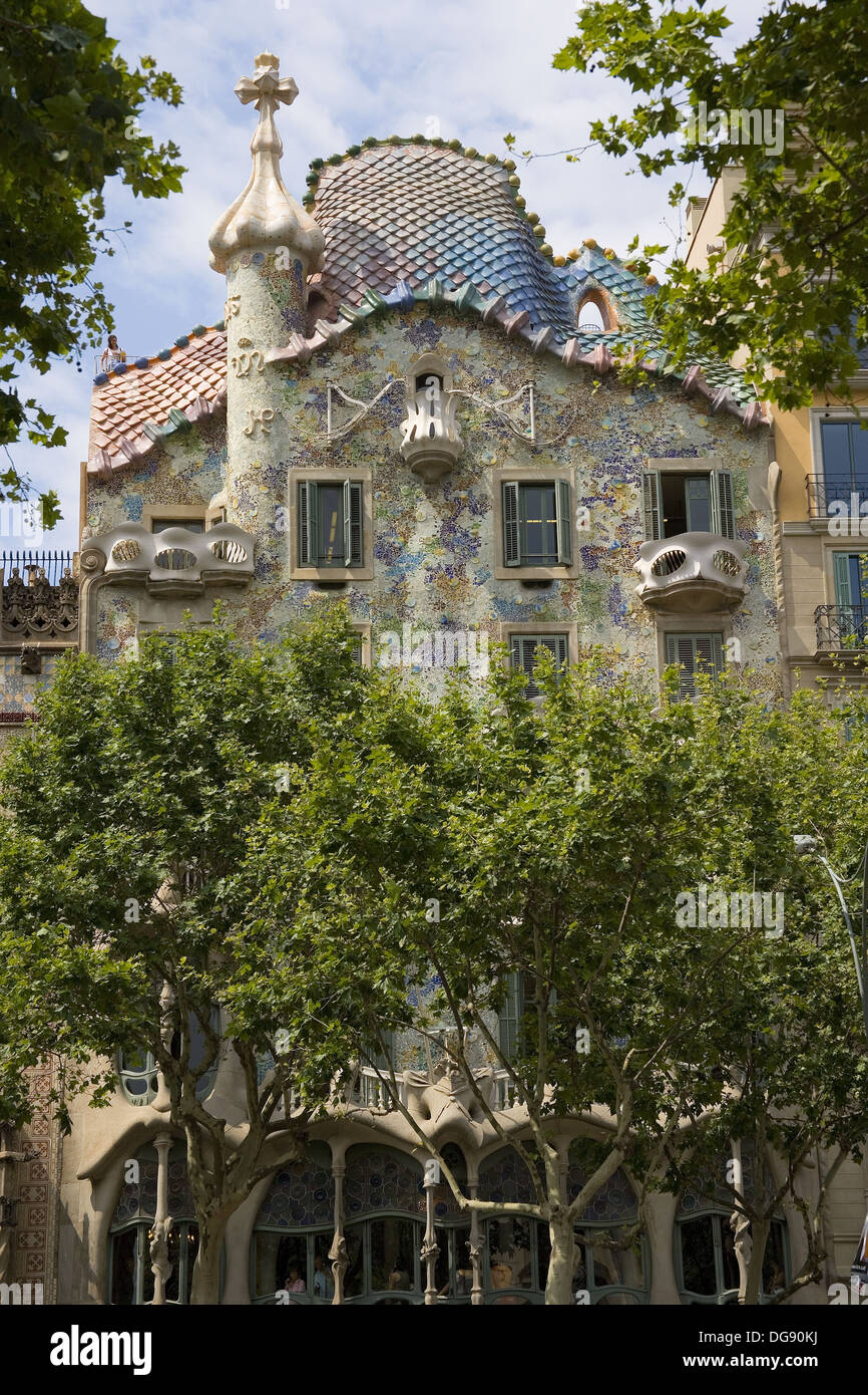 Casa Batllo in Paseo de Gracia Avenue in Barcelona, Spain Stock Photo ...