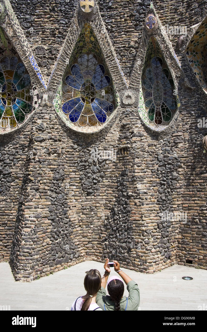 Church in Colonia Guell in Barcelona, Spain Antoni Gaudi architect