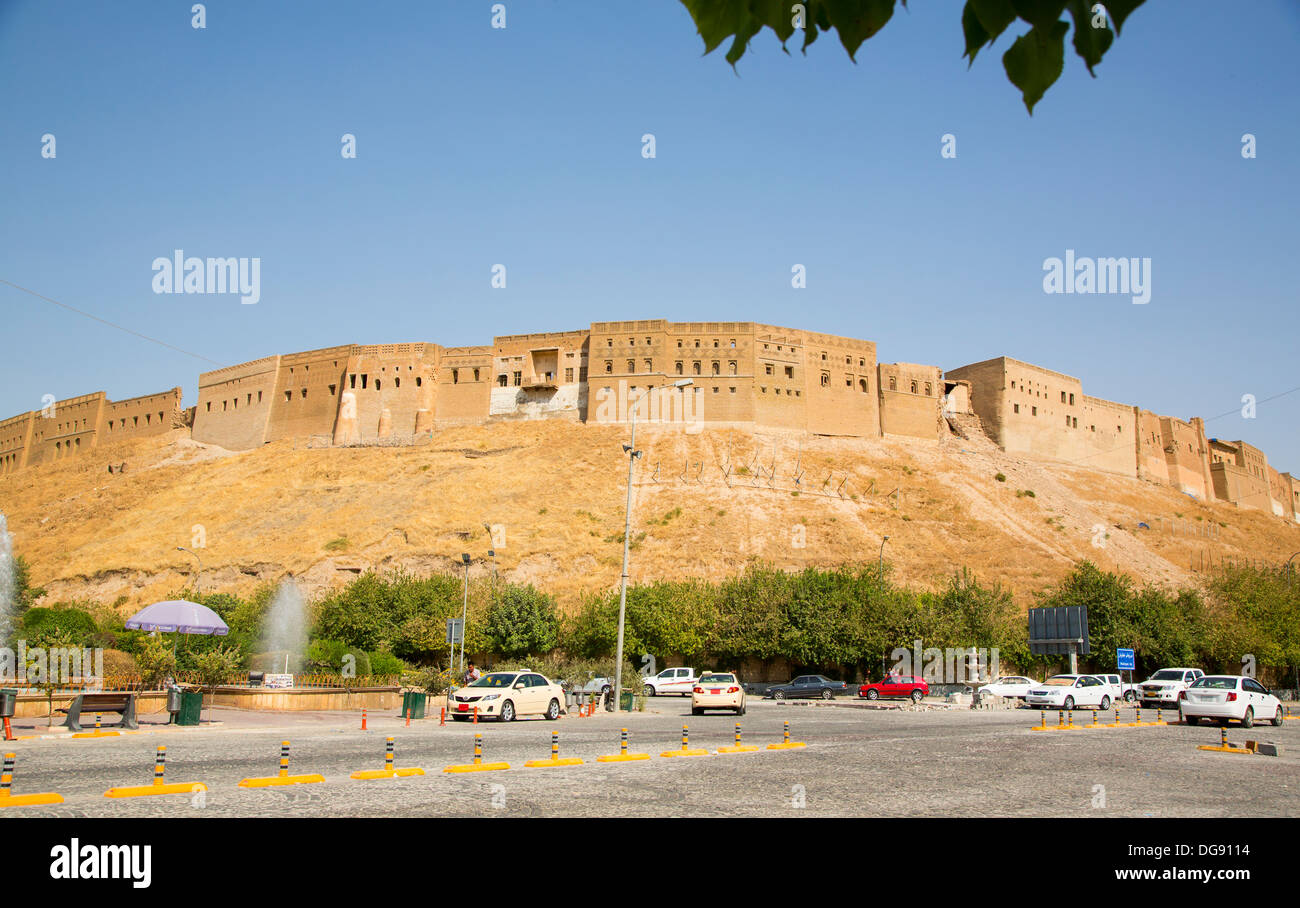 The Citadel of Erbil Kurdistan Iraq is situated on a large settlement mound in the middle of Erbil City Stock Photo